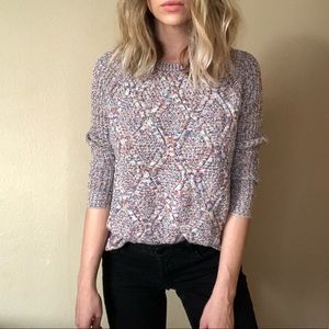 Rainbow White Faded Glory Knit Sweater